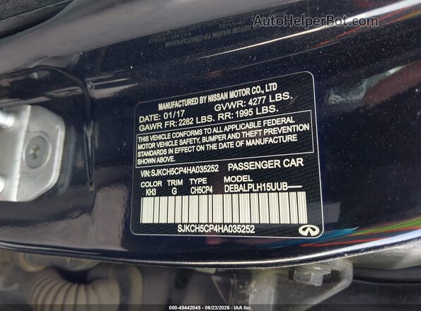 SJKCH5CP4HA035252 2017 INFINITI QX30 Black ძრავის განყოფილების ხედი