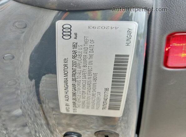 TRUT5CFV4G1017185 2016 AUDI TT Gray Շարժիչի բաժամունքի տեսք