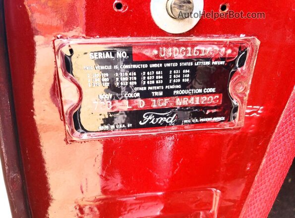 U4DG161634 1954 FORD UK Бордовый Вид наклейки с VIN-кодом
