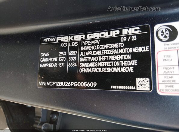 VCF1ZBU26PG005609 2023 FISKER OCEAN Синий Вид подкапотного пространства