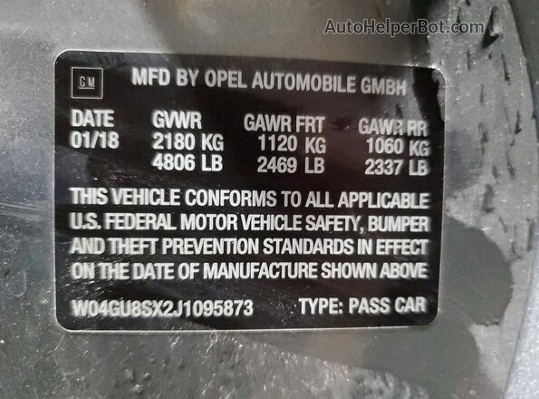 W04GU8SX2J1095873 2018 BUICK REGAL Gray Սալոնի 360 աստիճան տեսք