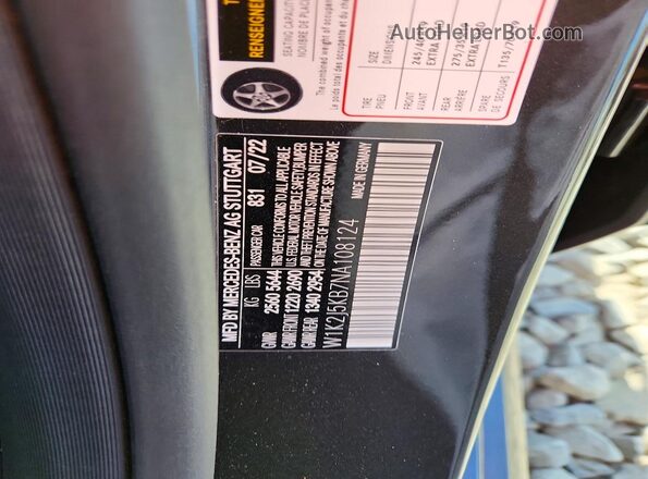 W1K2J5KB7NA108124 2022 MERCEDES-BENZ CLS-CLASS Gray Widok naklejki z numerem VIN