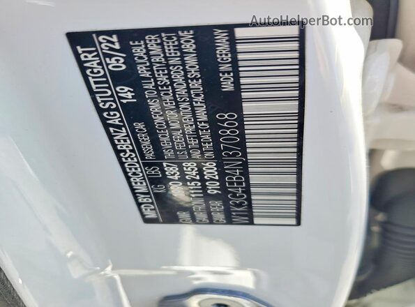 W1K3G4EB4NJ370868 2022 MERCEDES-BENZ A Белый Вид подкапотного пространства