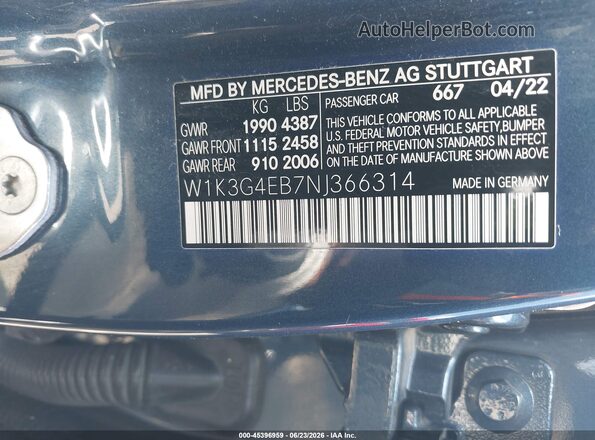 W1K3G4EB7NJ366314 2022 MERCEDES-BENZ A 220 Blue Widok komory silnika