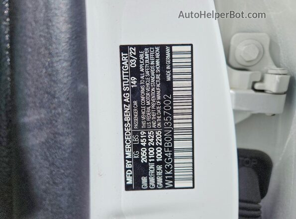 W1K3G4FB0NJ357002 2022 MERCEDES-BENZ A White Շարժիչի բաժամունքի տեսք