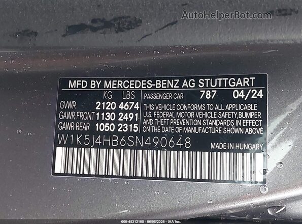 W1K5J4HB6SN490648 2025 MERCEDES-BENZ CLA-CLASS Gray 