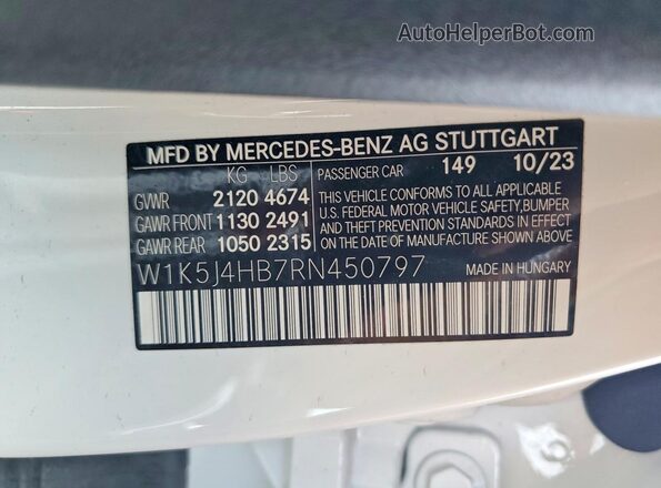 W1K5J4HB7RN450797 2024 MERCEDES-BENZ CLA-CLASS White ძრავის განყოფილების ხედი