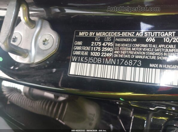 W1K5J5DB1MN176873 2021 MERCEDES-BENZ AMG CLA 450 Black Вид підкапотного простору