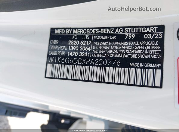 W1K6G6DBXPA220776 2023 MERCEDES-BENZ S-CLASS White ძრავის განყოფილების ხედი