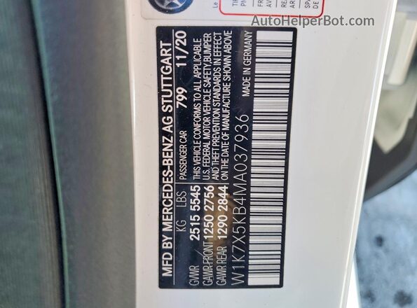 W1K7X5KB4MA037936 2021 MERCEDES-BENZ AMG Белый Вид подкапотного пространства