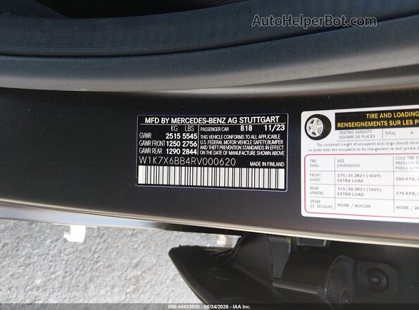 W1K7X6BB4RV000620 2024 MERCEDES-BENZ AMG GT 53 4-DOOR COUPE Gray Widok komory silnika