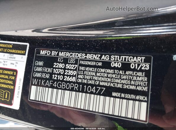 W1KAF4GB0PR110477 2023 MERCEDES-BENZ C-CLASS Black Вид підкапотного простору