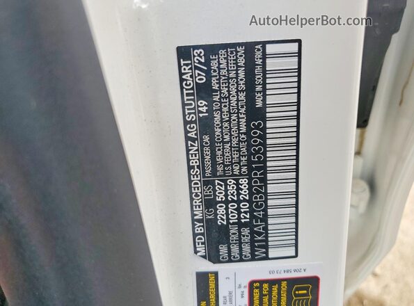 W1KAF4GB2PR153993 2023 MERCEDES-BENZ C White 