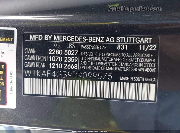 W1KAF4GB9PR099575 2023 MERCEDES-BENZ C-CLASS Black Engine compartment view