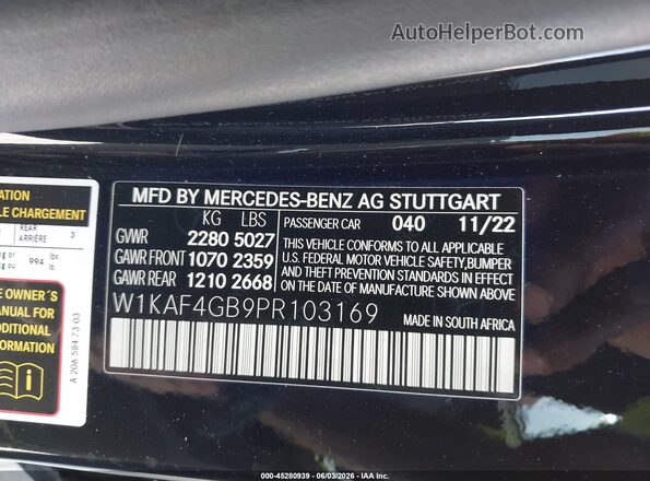 W1KAF4GB9PR103169 2023 MERCEDES-BENZ C-CLASS Black Շարժիչի բաժամունքի տեսք