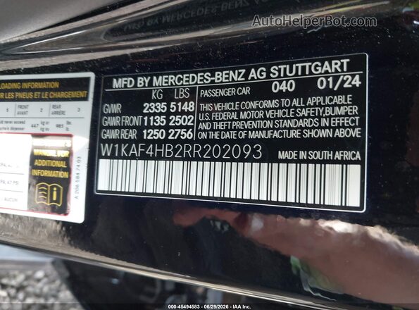 W1KAF4HB2RR202093 2024 MERCEDES-BENZ C-CLASS Black Շարժիչի բաժամունքի տեսք