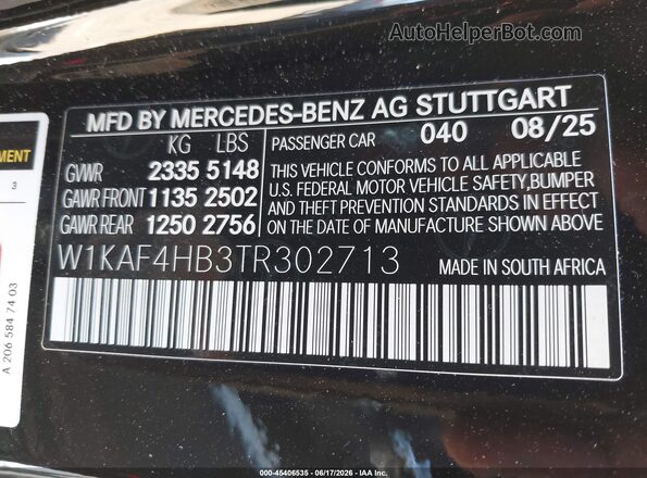 W1KAF4HB3TR302713 2026 MERCEDES-BENZ C-CLASS Black Engine compartment view