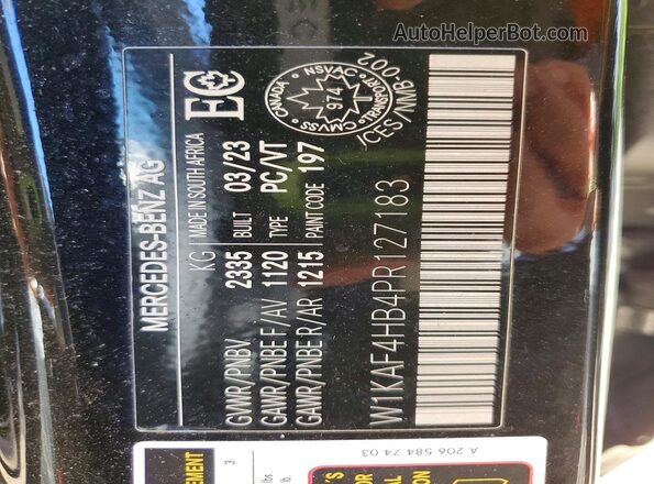 W1KAF4HB4PR127183 2023 MERCEDES-BENZ C Black Вид наклейки з VIN-кодом