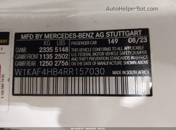 W1KAF4HB4RR157030 2024 MERCEDES-BENZ C-CLASS White Շարժիչի բաժամունքի տեսք