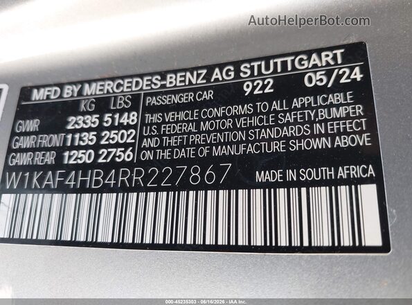 W1KAF4HB4RR227867 2024 MERCEDES-BENZ C-CLASS Silver Widok komory silnika