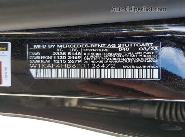 W1KAF4HB6PR126472 2023 MERCEDES-BENZ C Черный 