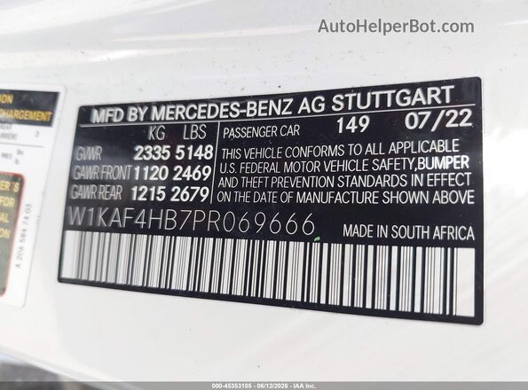 W1KAF4HB7PR069666 2023 MERCEDES-BENZ C-CLASS White Շարժիչի բաժամունքի տեսք