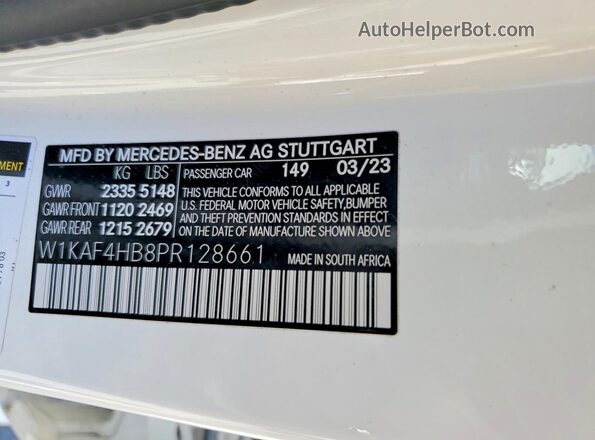 W1KAF4HB8PR128661 2023 MERCEDES-BENZ C White 
