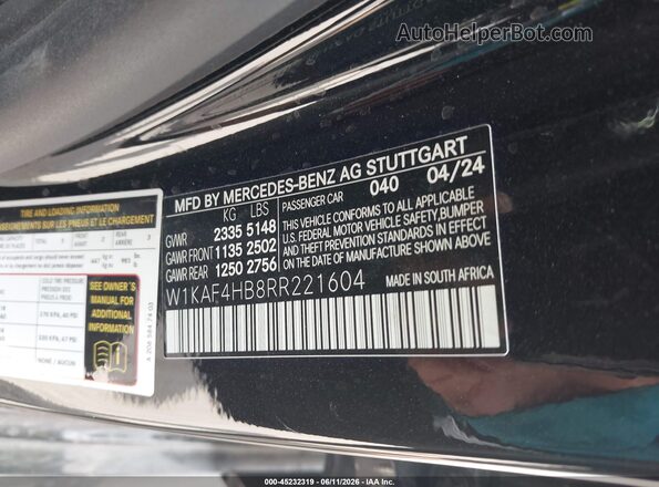 W1KAF4HB8RR221604 2024 MERCEDES-BENZ C-CLASS Черный Вид подкапотного пространства