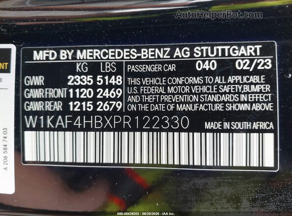 W1KAF4HBXPR122330 2023 MERCEDES-BENZ C-CLASS Black Շարժիչի բաժամունքի տեսք