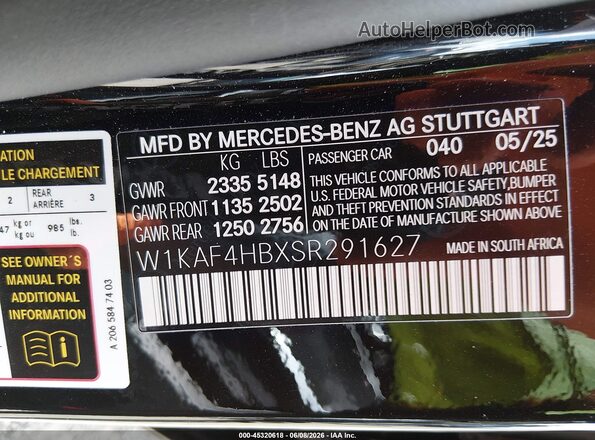 W1KAF4HBXSR291627 2025 MERCEDES-BENZ C-CLASS Black Widok komory silnika