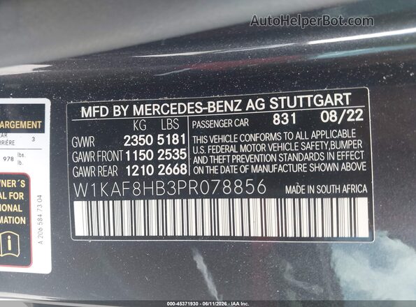 W1KAF8HB3PR078856 2023 MERCEDES-BENZ AMG C 43 Black Вид підкапотного простору