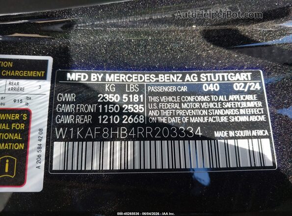 W1KAF8HB4RR203334 2024 MERCEDES-BENZ AMG C 43 Black Vista del compartimento del motor