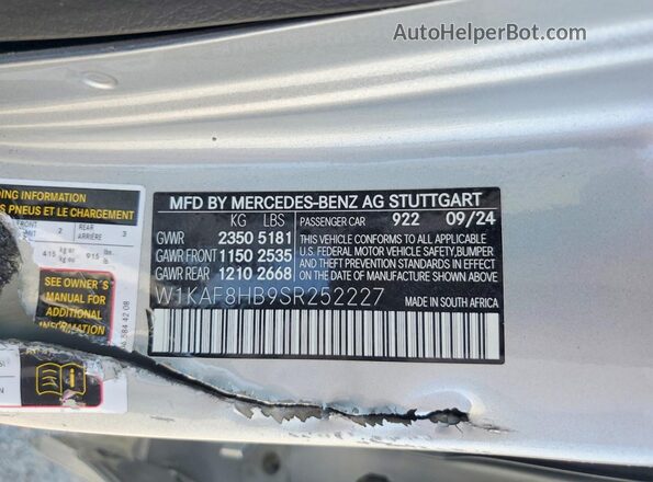 W1KAF8HB9SR252227 2025 MERCEDES-BENZ C Silver Engine compartment view