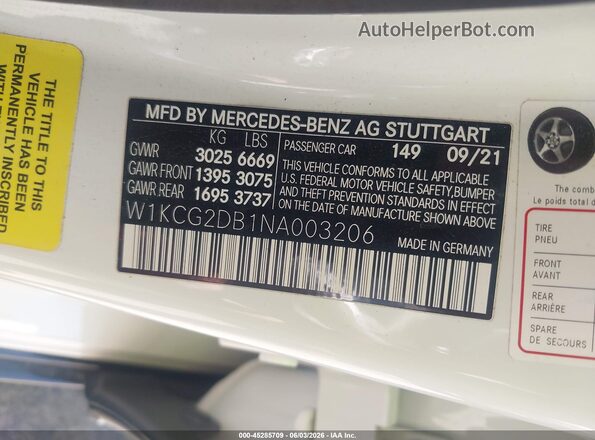 W1KCG2DB1NA003206 2022 MERCEDES-BENZ EQS 450+ White Engine compartment view