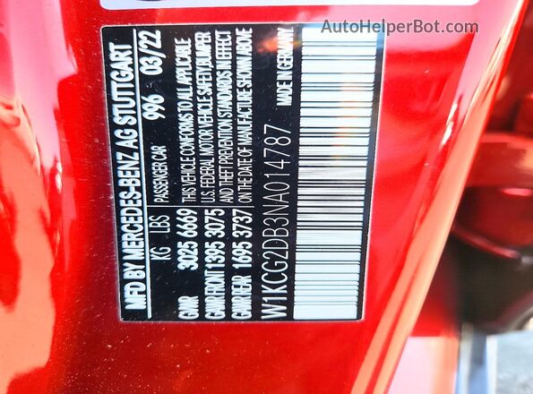 W1KCG2DB3NA014787 2022 MERCEDES-BENZ EQS Red ძრავის განყოფილების ხედი