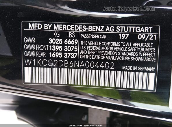 W1KCG2DB6NA004402 2022 MERCEDES-BENZ EQS 450+ Черный Вид подкапотного пространства