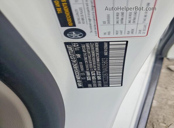 W1KCG2DB7NA005803 2022 MERCEDES-BENZ EQS White Vista de la etiqueta del VIN