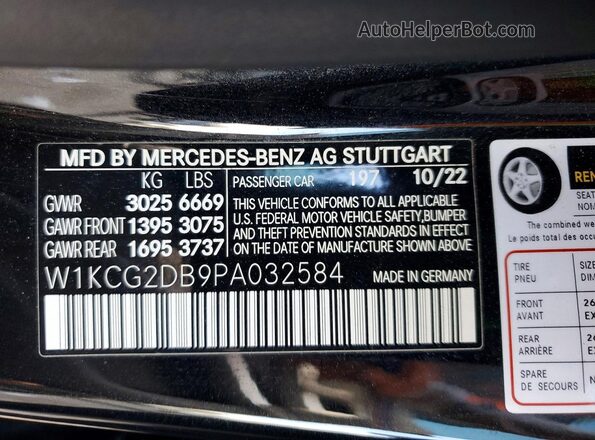 W1KCG2DB9PA032584 2023 MERCEDES-BENZ EQS Черный 