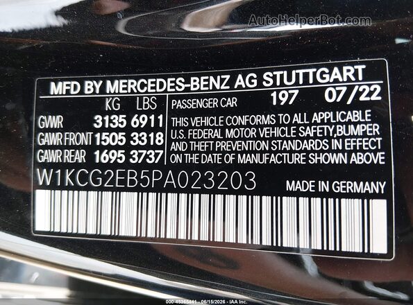 W1KCG2EB5PA023203 2023 MERCEDES-BENZ EQS 450 Черный Вид подкапотного пространства