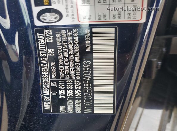 W1KCG2EB8PA039931 2023 MERCEDES-BENZ EQS Blue Widok naklejki z numerem VIN