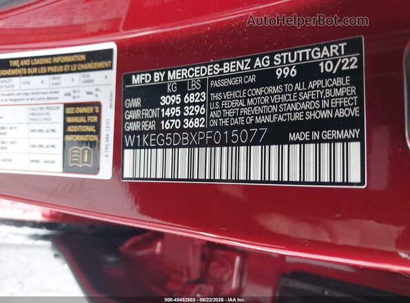 W1KEG5DBXPF015077 2023 MERCEDES-BENZ AMG EQE Red ძრავის განყოფილების ხედი