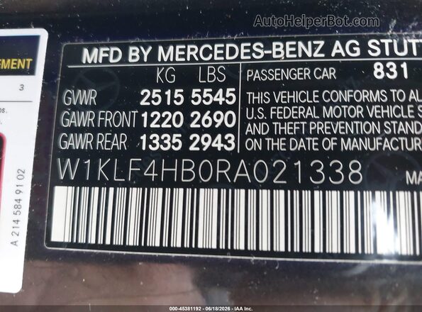 W1KLF4HB0RA021338 2024 MERCEDES-BENZ E-CLASS Gray Շարժիչի բաժամունքի տեսք