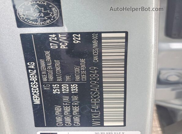 W1KLF4HB3SA093849 2025 MERCEDES-BENZ E Серебряный 
