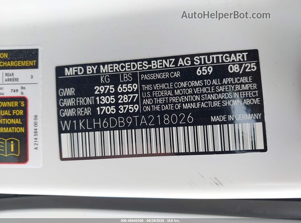 W1KLH6DB9TA218026 2026 MERCEDES-BENZ AMG Белый Вид подкапотного пространства