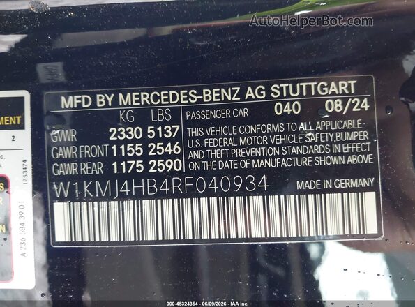 W1KMJ4HB4RF040934 2024 MERCEDES-BENZ CLE 300 Black Engine compartment view