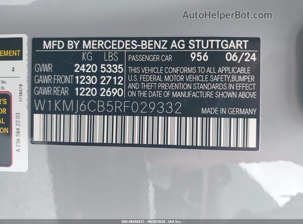 W1KMJ6CB5RF029332 2024 MERCEDES-BENZ AMG CLE 53 Gray Շարժիչի բաժամունքի տեսք