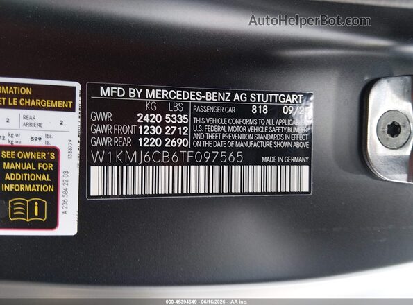 W1KMJ6CB6TF097565 2026 MERCEDES-BENZ AMG CLE 53 Black VIN կոդի պիտակի տեսք