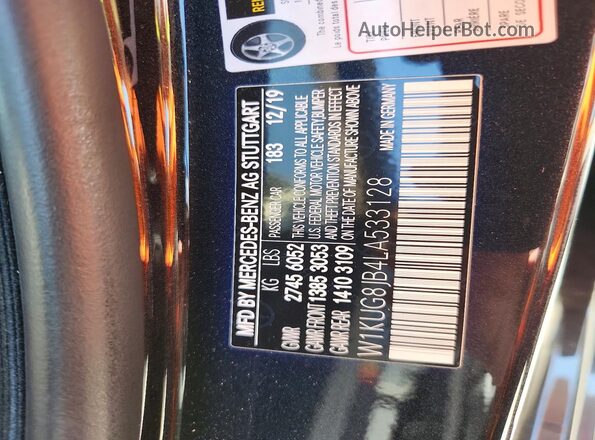 W1KUG8JB4LA533128 2020 MERCEDES-BENZ S Green Widok naklejki z numerem VIN