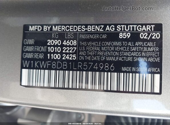 W1KWF8DB1LR574986 2020 MERCEDES-BENZ C-CLASS Silver Vista del compartimento del motor