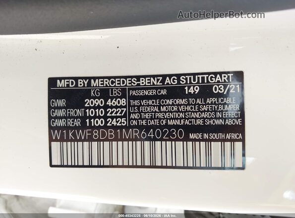 W1KWF8DB1MR640230 2021 MERCEDES-BENZ C-CLASS White ძრავის განყოფილების ხედი